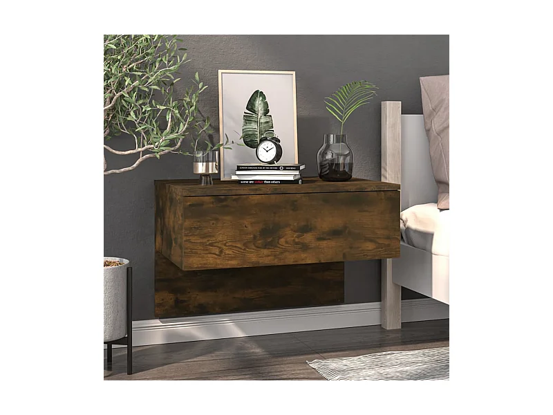 Wand-Nachttisch aus geräucherter Eiche