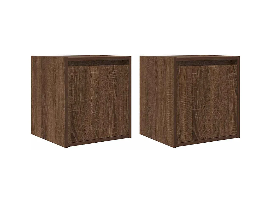 Mesitas de noche de pared 2 uds roble marrón 38x34x40 cm