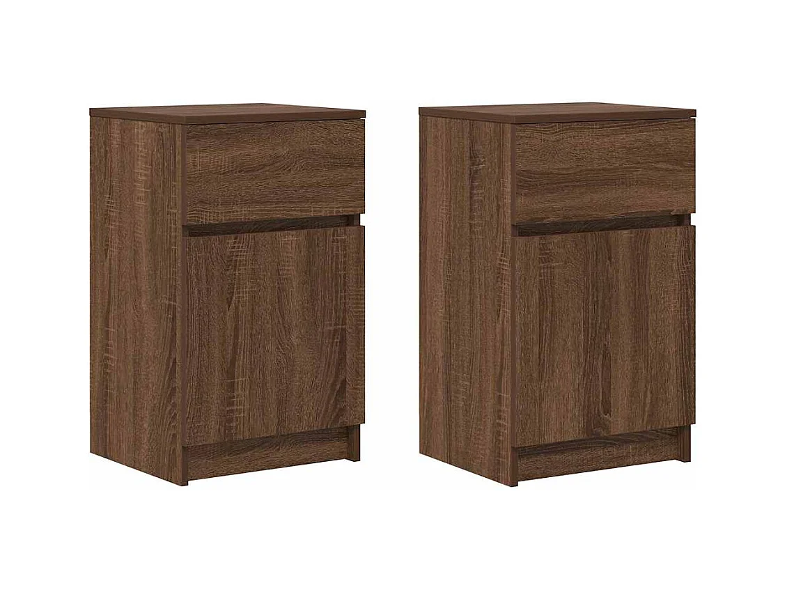 Nachtkastjes 2 stuks eikenbruin 39x35x65 cm bewerkt hout