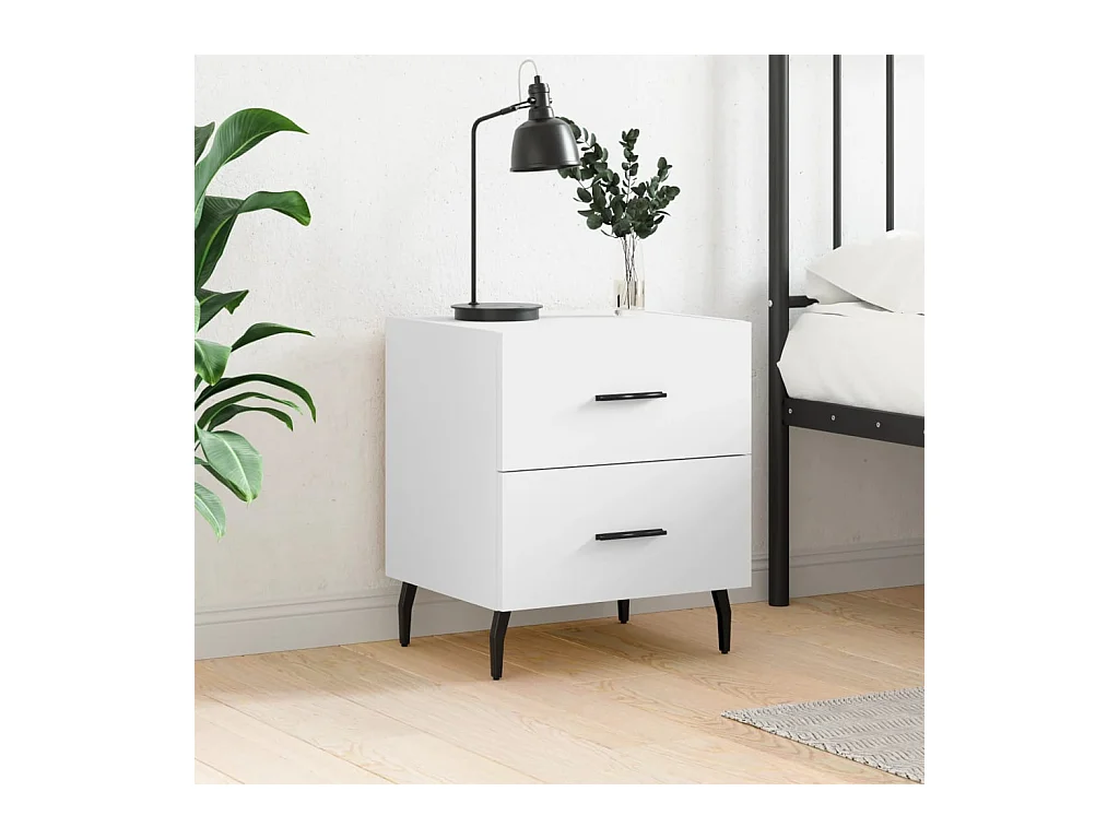 Comodino bianco 40x35x47,5 cm in legno ingegnerizzato