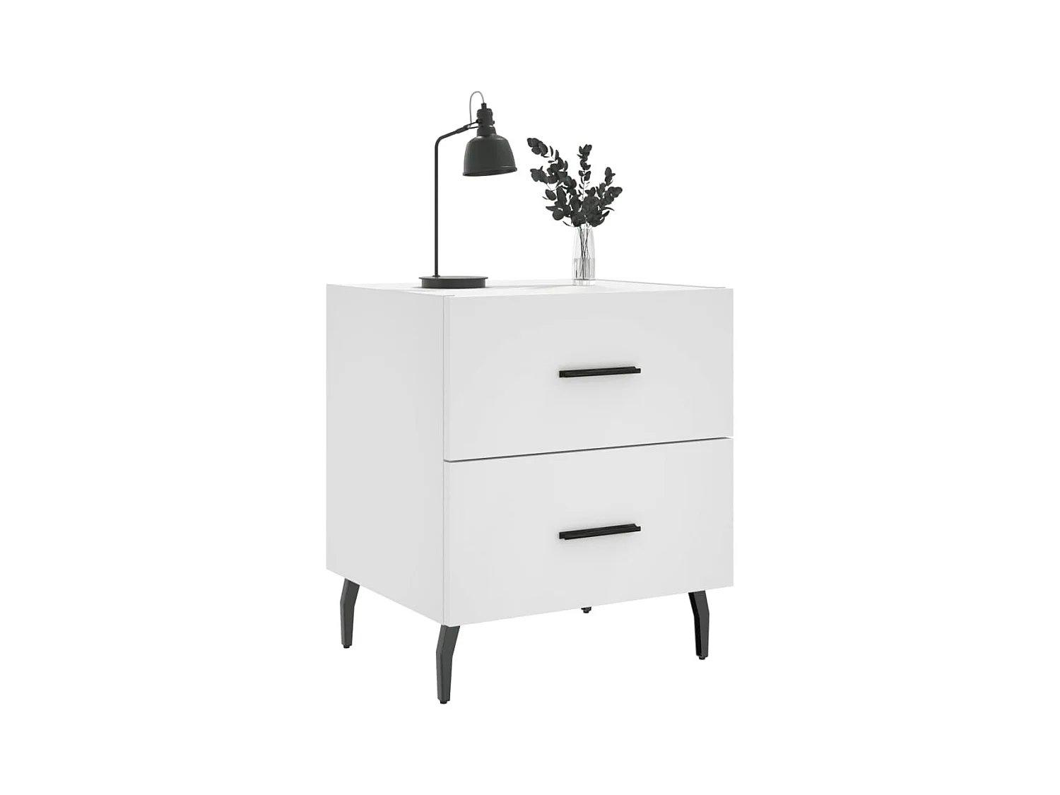 Comodino bianco 40x35x47,5 cm in legno ingegnerizzato