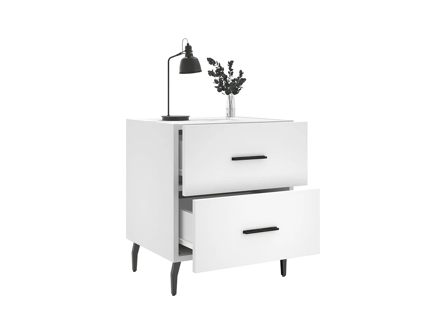 Comodino bianco 40x35x47,5 cm in legno ingegnerizzato