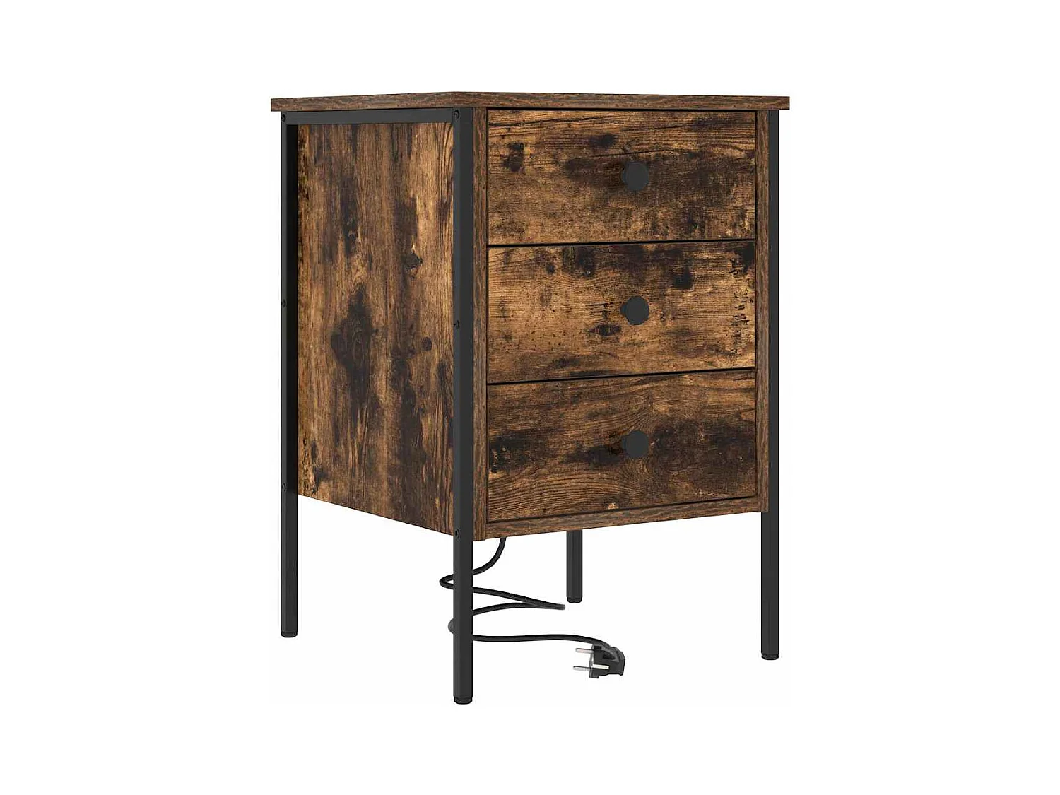 Comodino in rovere affumicato 42 x 41 x 61 cm in legno ingegnerizzato