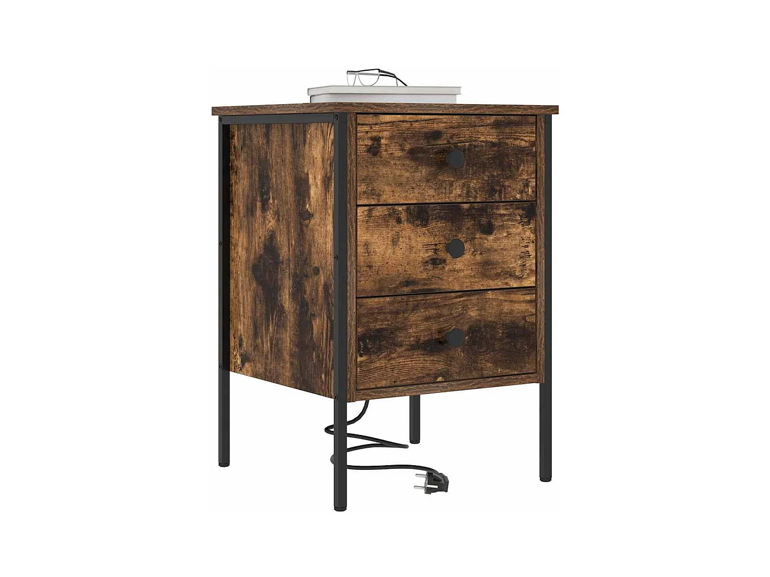 Comodino in rovere affumicato 42 x 41 x 61 cm in legno ingegnerizzato