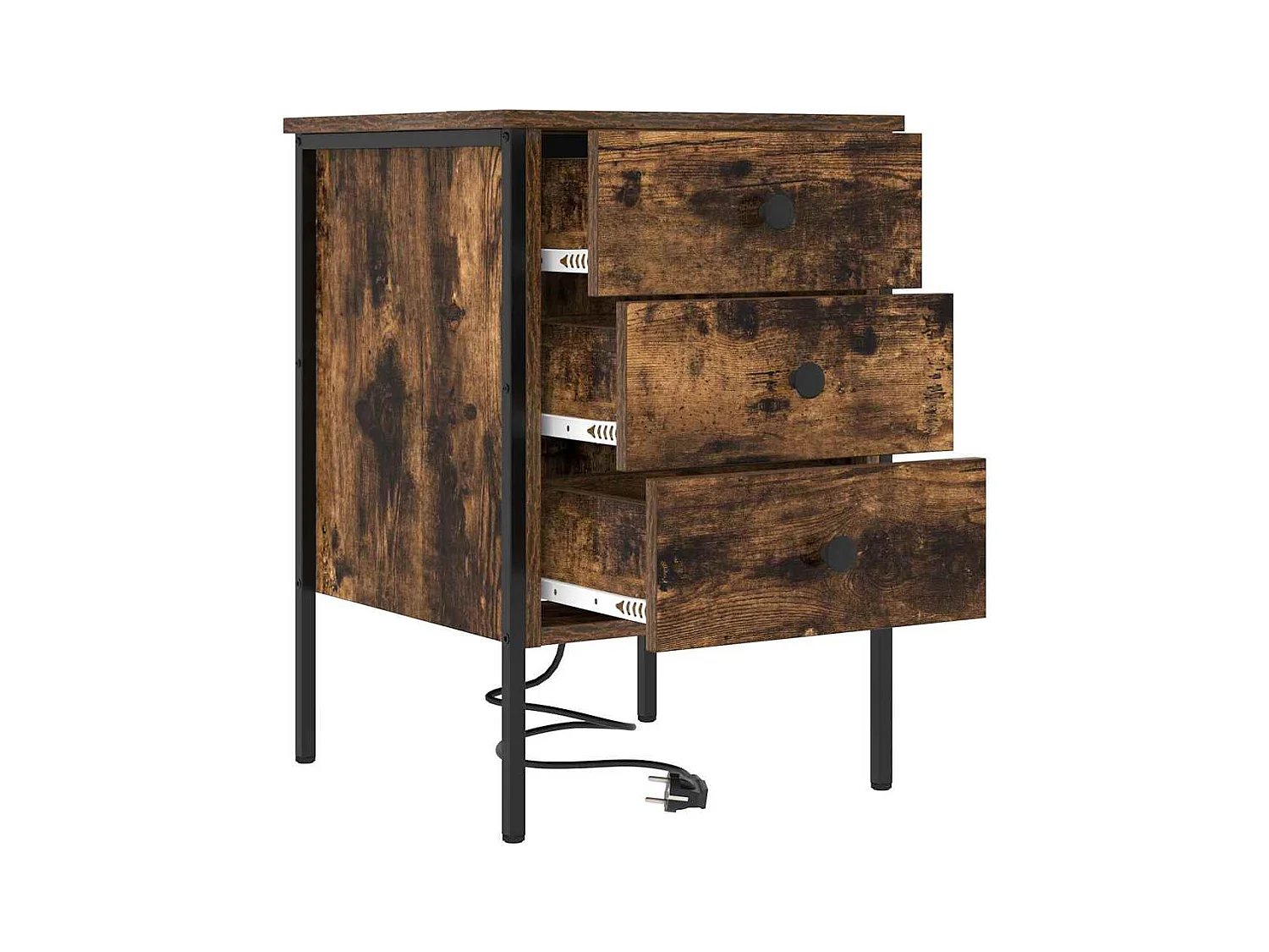 Comodino in rovere affumicato 42 x 41 x 61 cm in legno ingegnerizzato