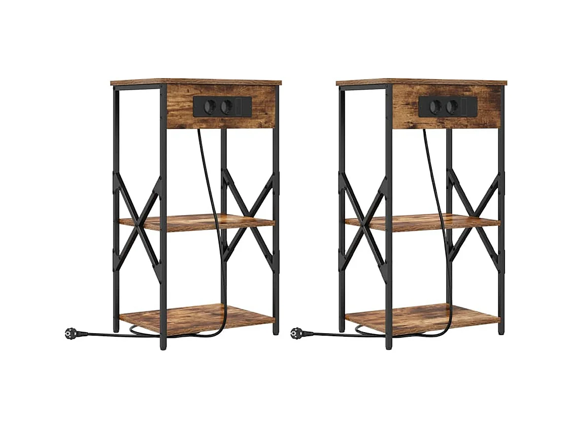 Nachtkastjes 2 stuks Gerookt eiken 41 x 31 x 76 cm