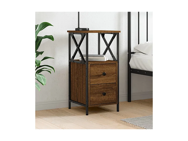 Comodino rovere marrone 34x35,5x70 cm legno ingegnerizzato