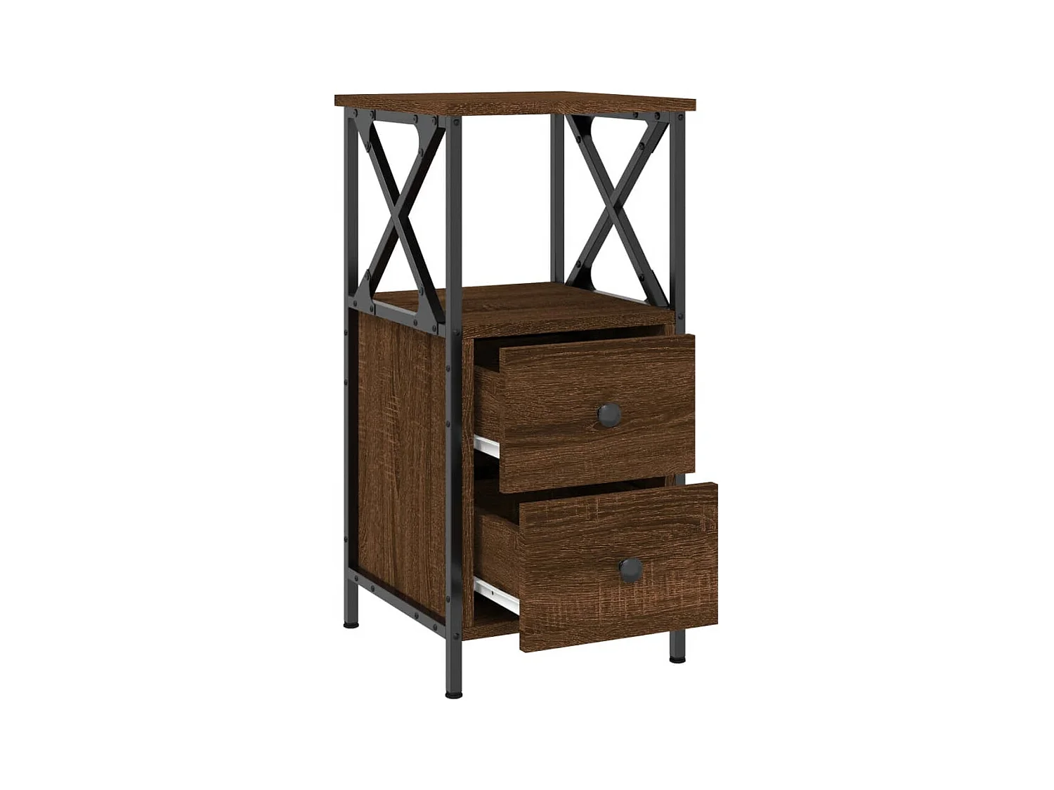 Comodino rovere marrone 34x35,5x70 cm legno ingegnerizzato