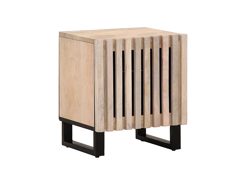 Comodino 40x34x46 cm in legno massello di mango sbiancato