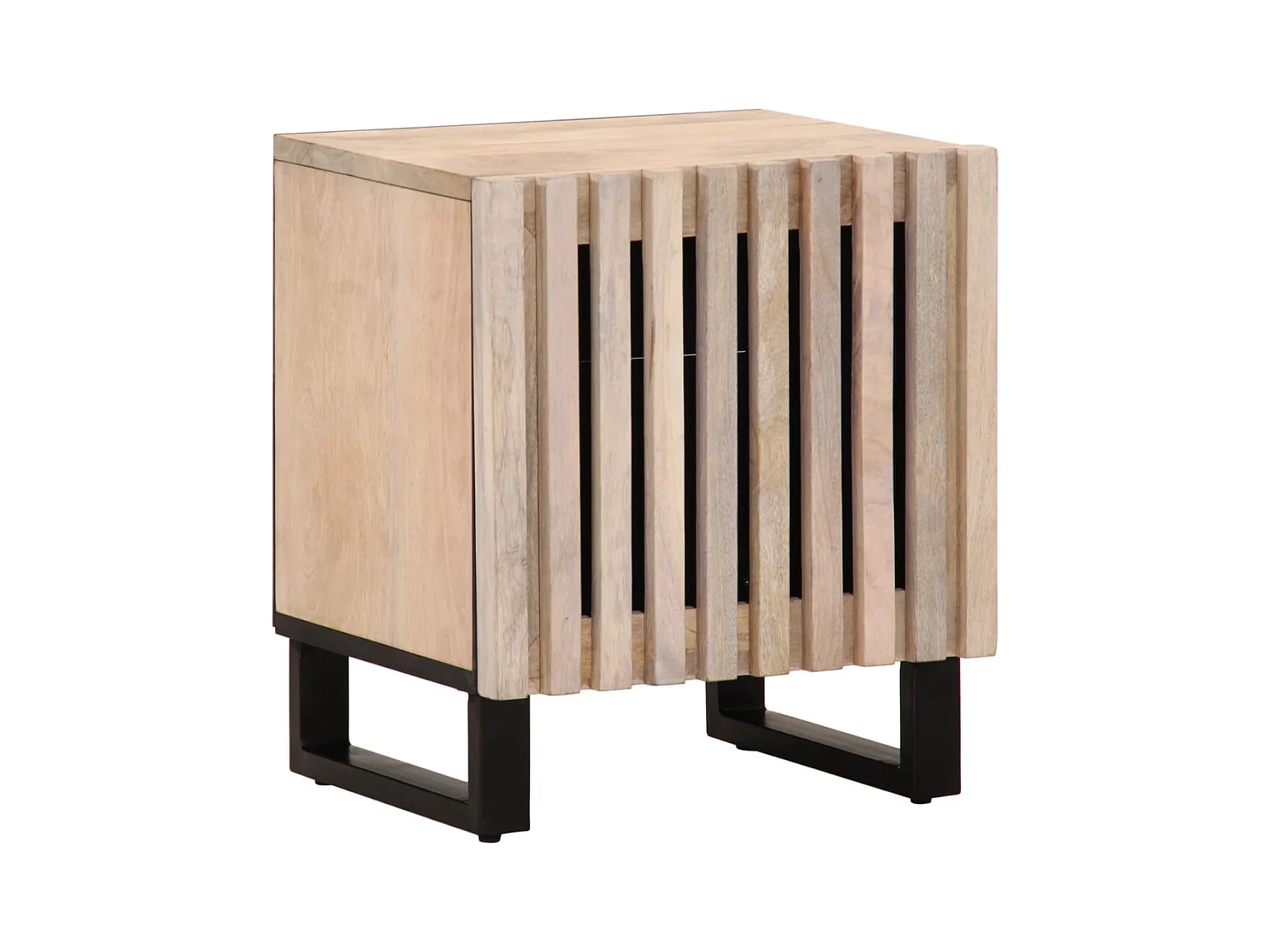 Comodino 40x34x46 cm in legno massello di mango sbiancato