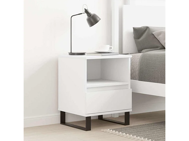 Comodino Bianco 40x35x50 cm Legno ingegnerizzato