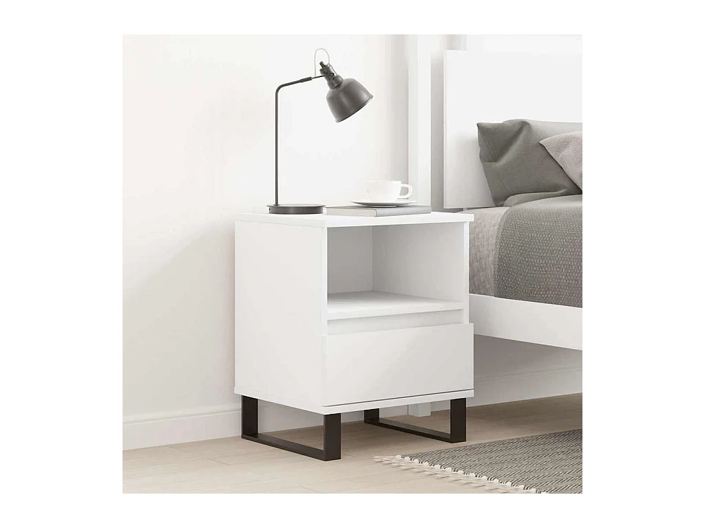 Comodino Bianco 40x35x50 cm Legno ingegnerizzato