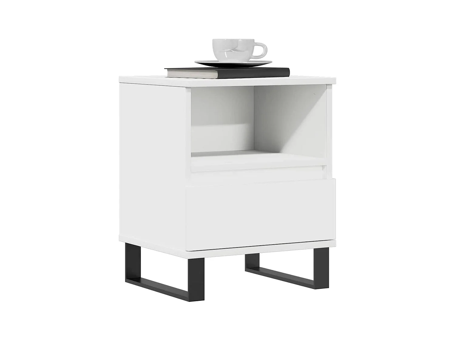 Comodino Bianco 40x35x50 cm Legno ingegnerizzato