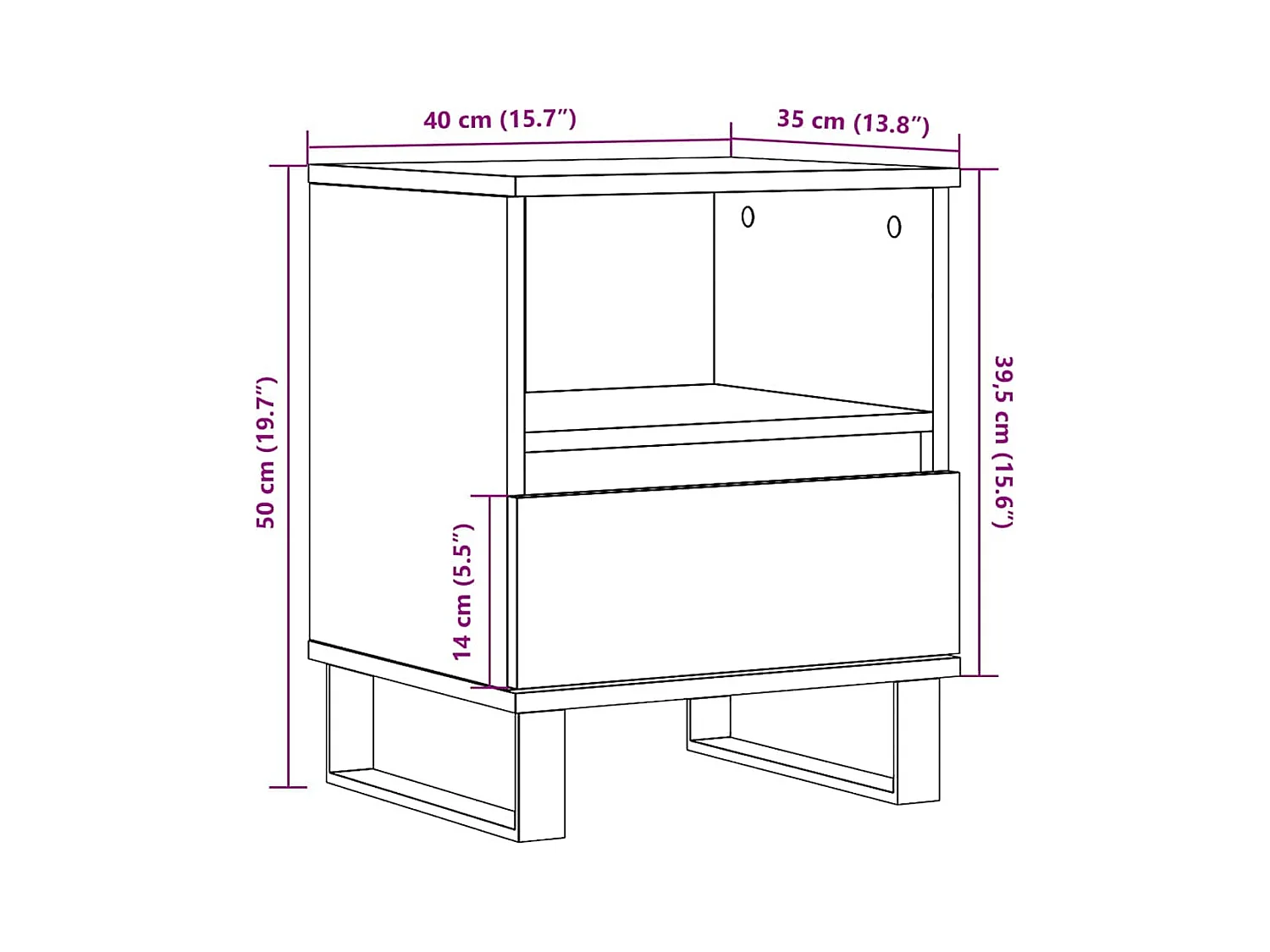 Comodino Bianco 40x35x50 cm Legno ingegnerizzato