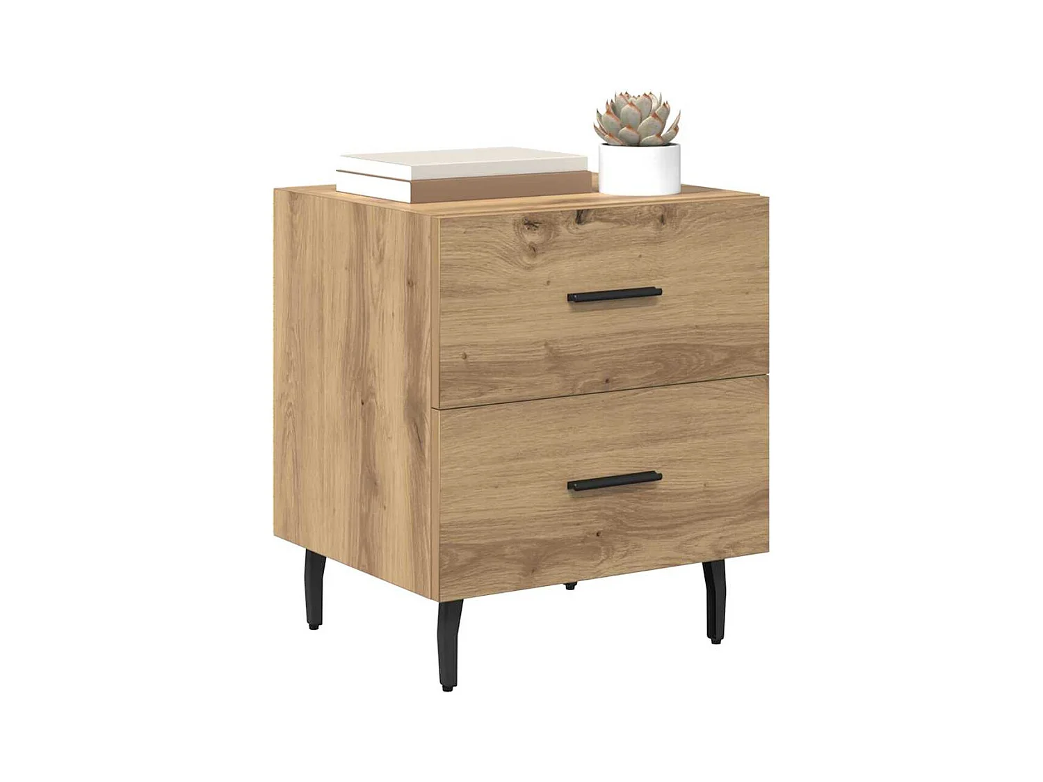 Comodino con cassetto, rovere lavorato a mano, 40 x 35 x 47,5 cm