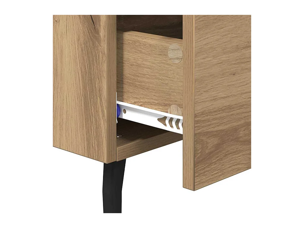 Comodino con cassetto, rovere lavorato a mano, 40 x 35 x 47,5 cm