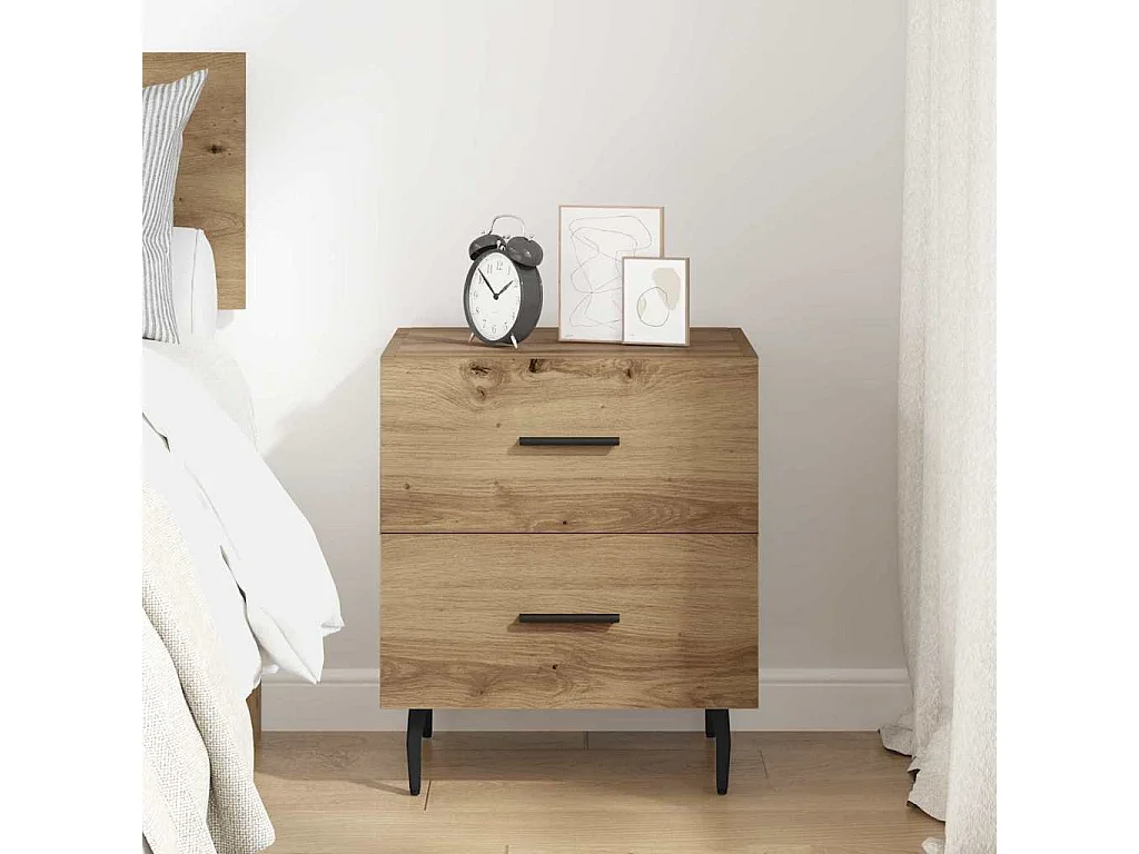 Cabinet de chevet avec tiroir chêne artisanal 40 x 35 x 47.5 cm
