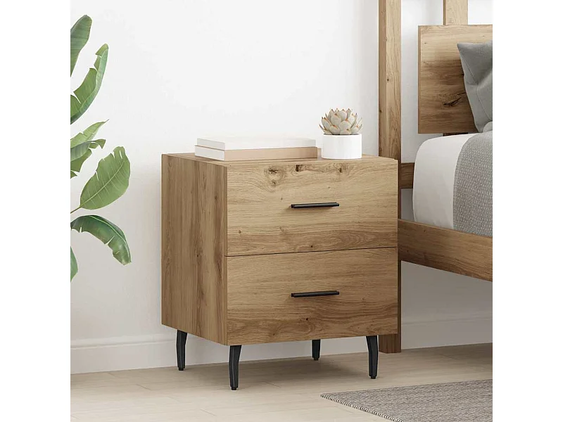 Cabinet de chevet avec tiroir chêne artisanal 40 x 35 x 47.5 cm