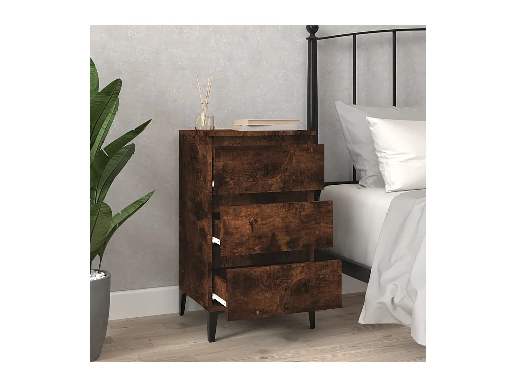Nachtkastje van gerookt eikenhout 40x35x70 cm bewerkt hout