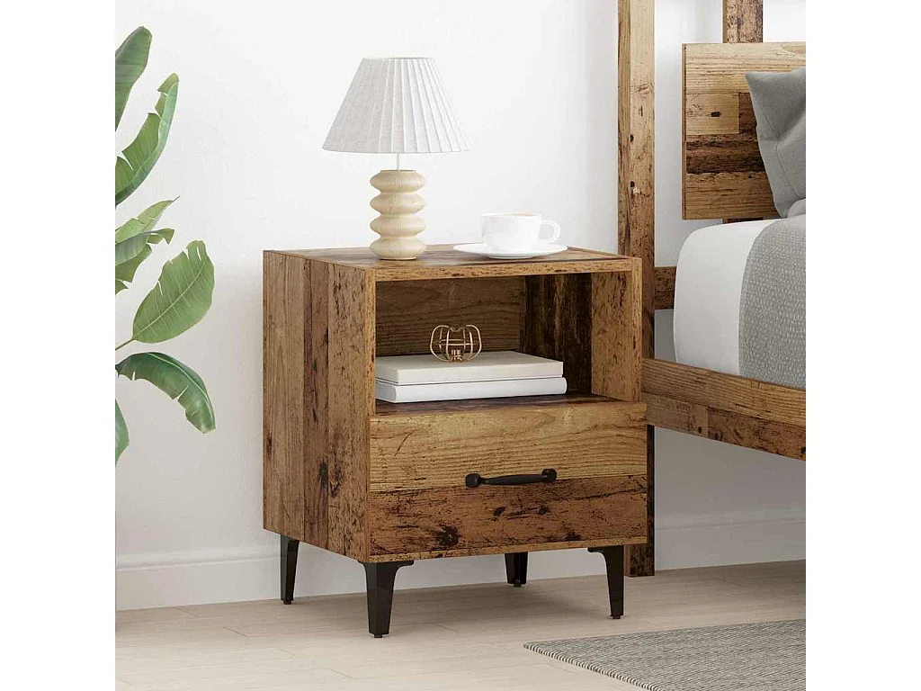 Cabinet de chevet avec tiroir Bois ancien 40 x 35 x 47.5 cm
