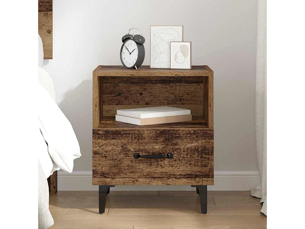 Cabinet de chevet avec tiroir Bois ancien 40 x 35 x 47.5 cm
