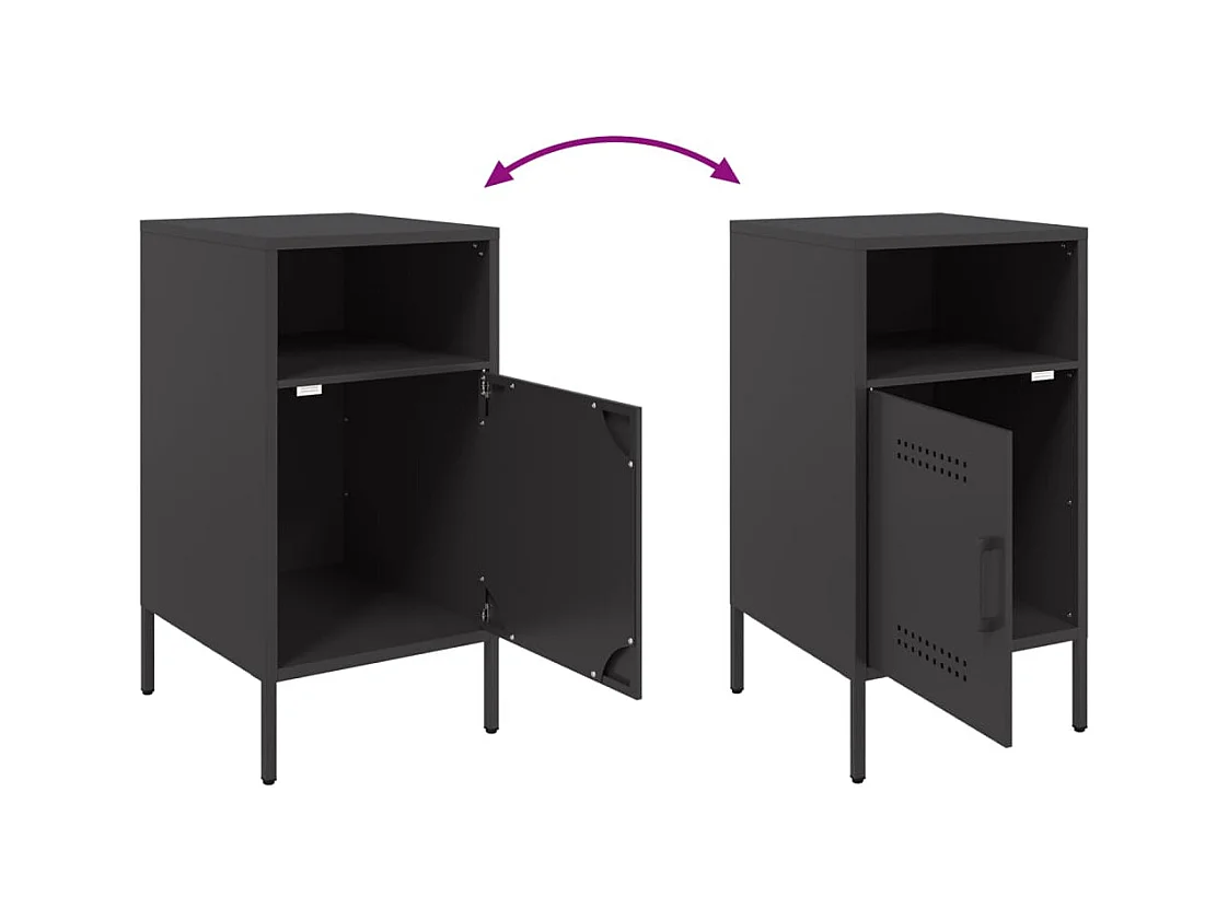 Mesita de noche negra de acero 36x39x68 cm