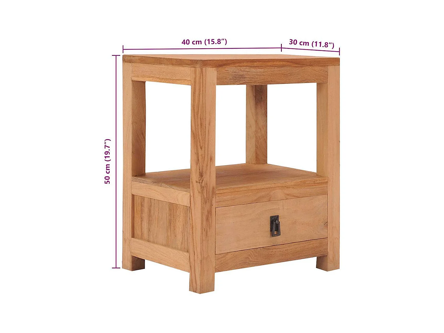 Mesita de noche 40x30x50 cm madera maciza de teca