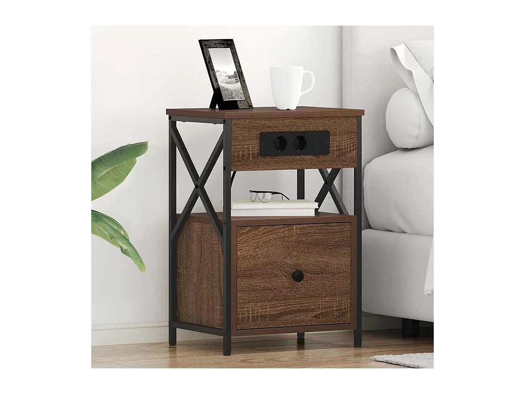 Mesilla de noche 2 piezas Roble marrón 40 x 31 x 60 cm