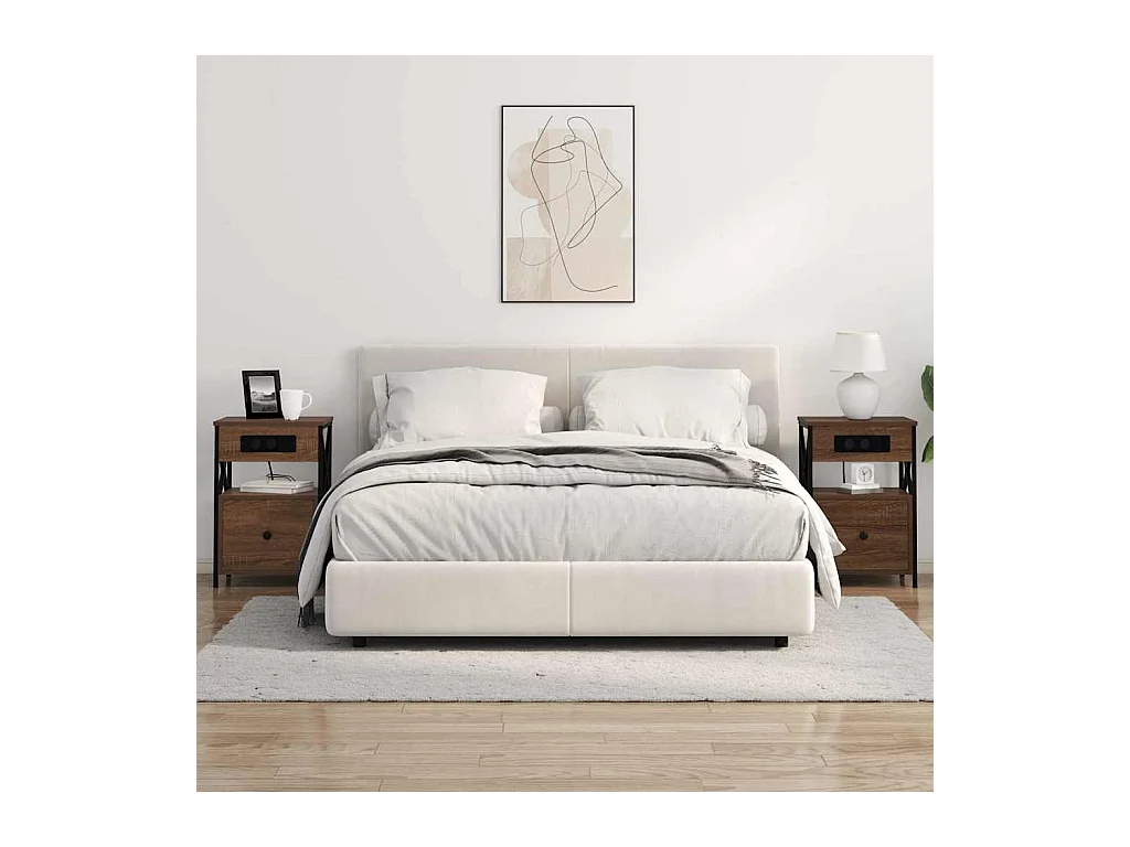 Mesilla de noche 2 piezas Roble marrón 40 x 31 x 60 cm