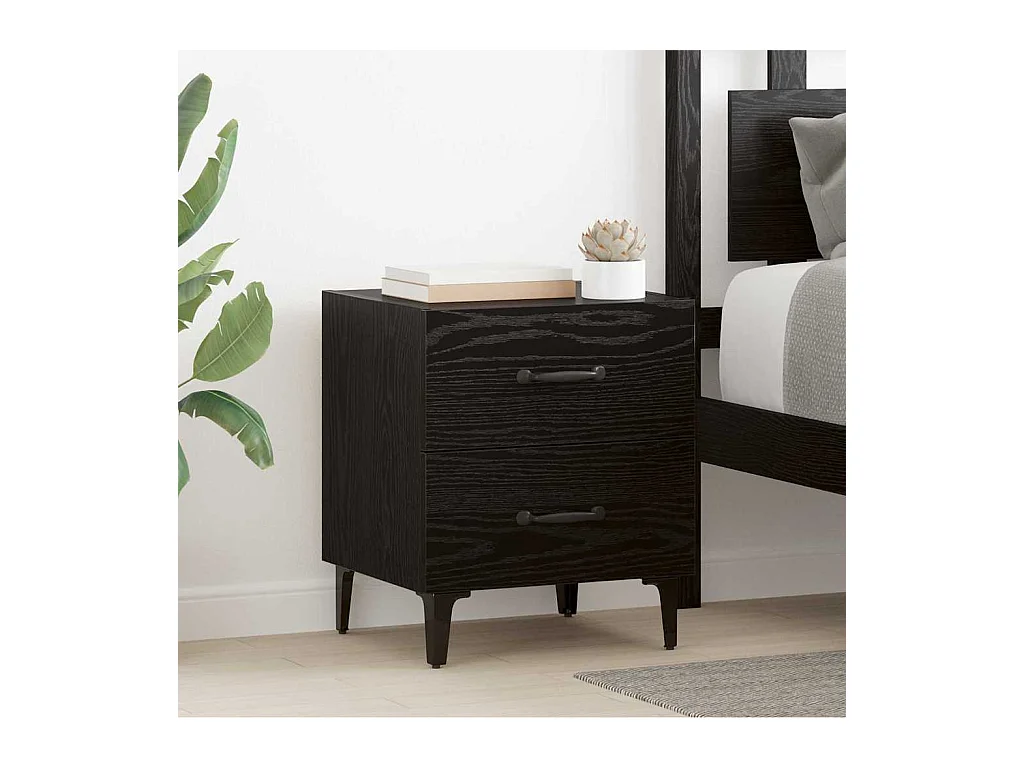 Mobiletto letto in rovere nero 40 x 35 x 47,5 cm in legno ingegnerizzato