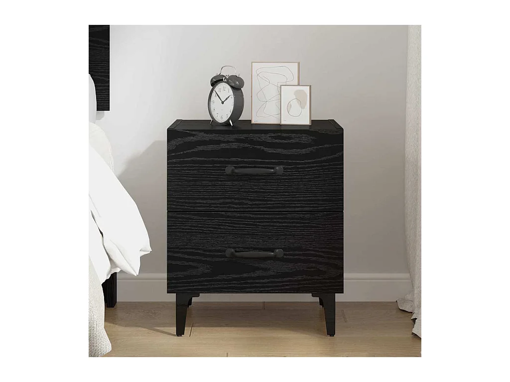 Mobiletto letto in rovere nero 40 x 35 x 47,5 cm in legno ingegnerizzato