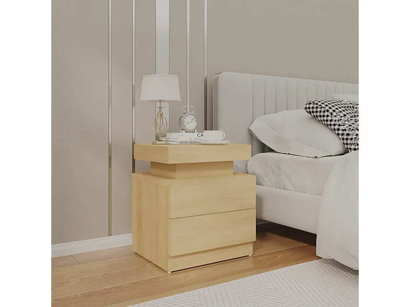 Mesita de noche roble Sonoma 45x35x52 cm Madera de ingeniería