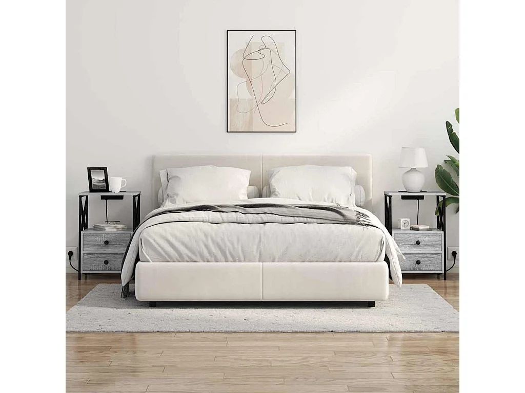 Table de nuit avec station de chargement 2 pcs Sonoma gris