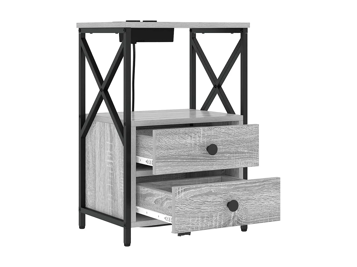 Table de nuit avec station de chargement 2 pcs Sonoma gris