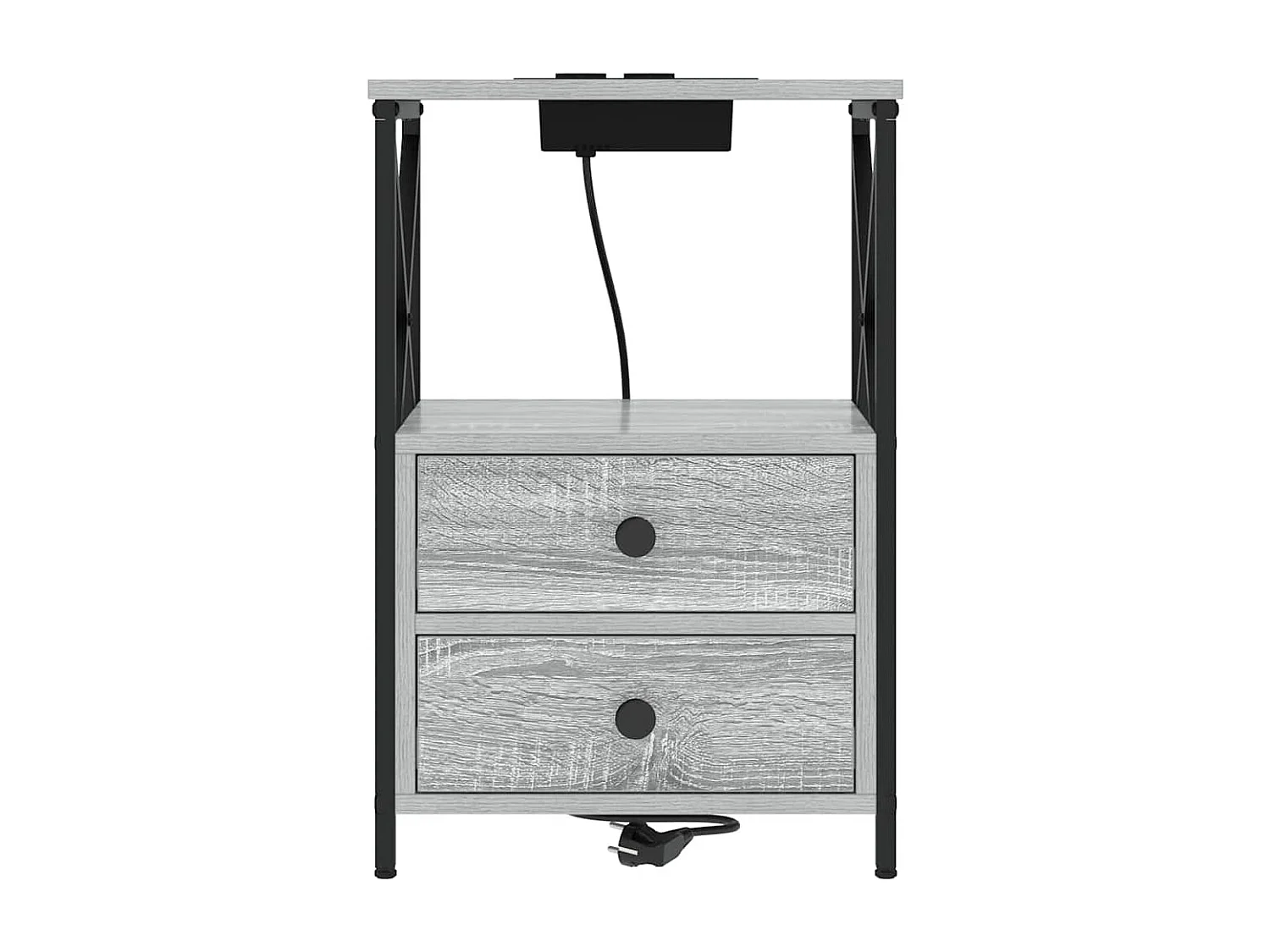 Table de nuit avec station de chargement 2 pcs Sonoma gris