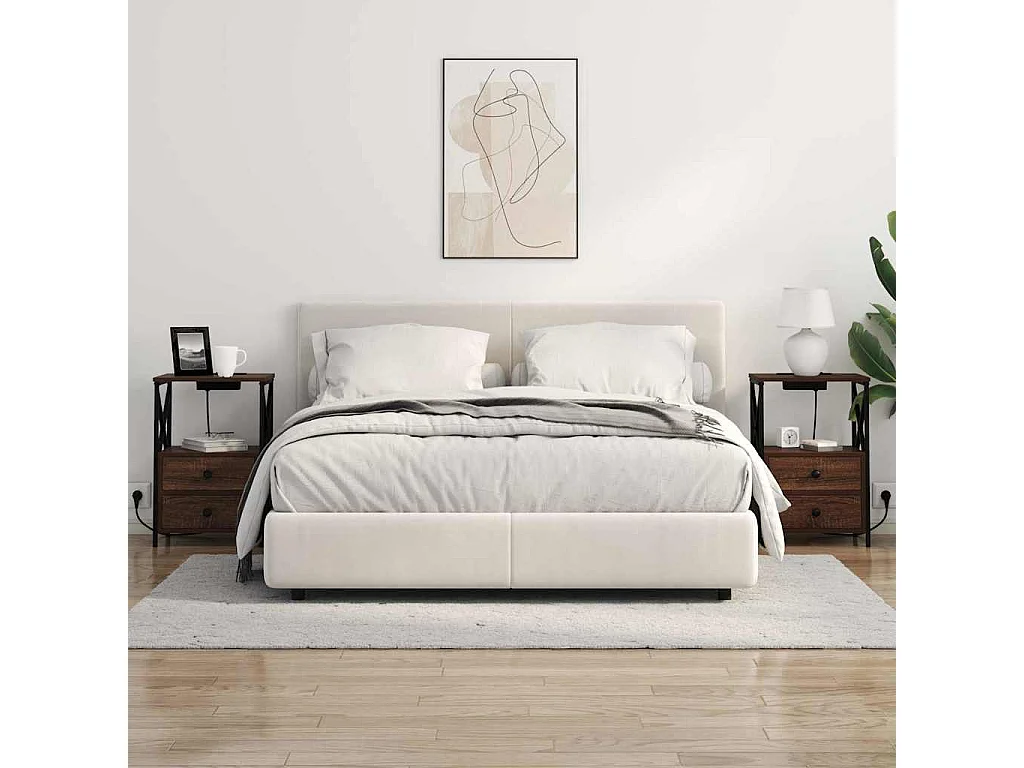 Table de nuit avec station de chargement 2 pcs Chêne marron