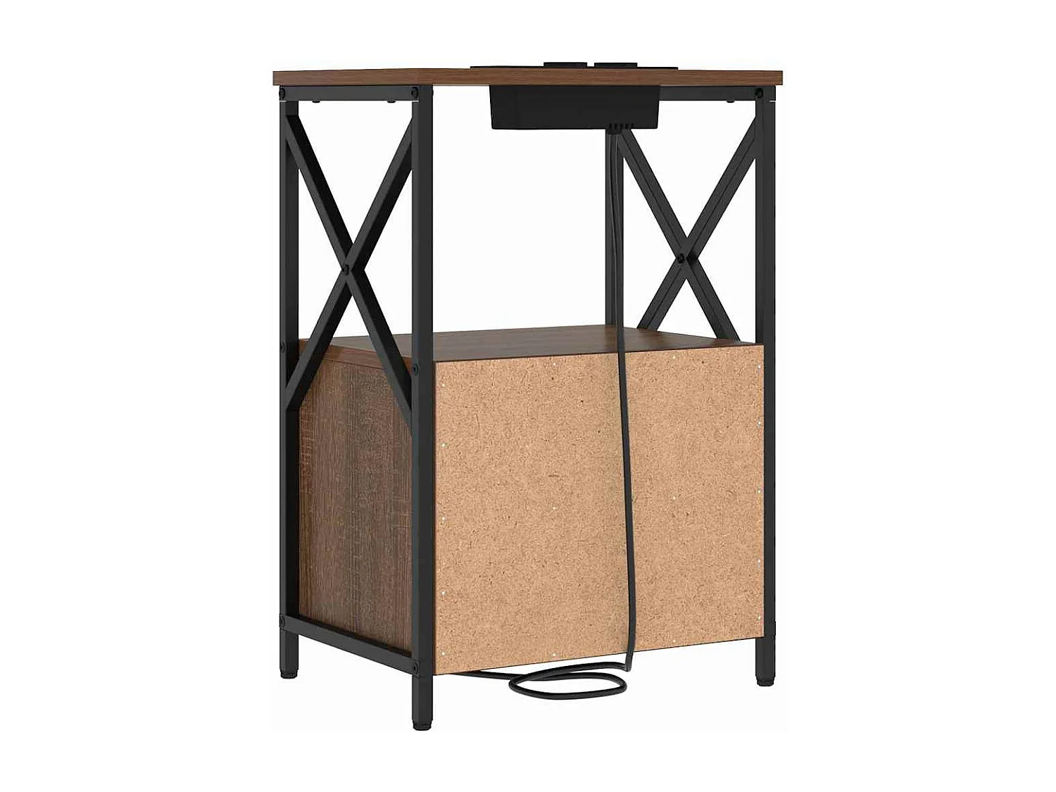 Table de nuit avec station de chargement 2 pcs Chêne marron