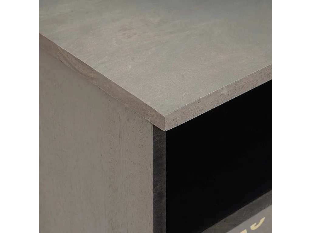 Cabinet de chevet Gris 40 x 33 x 46 cm bois de manguier massif