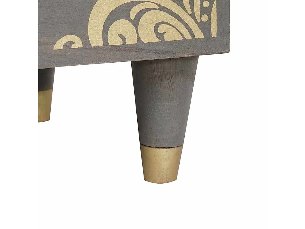 Cabinet de chevet Gris 40 x 33 x 46 cm bois de manguier massif