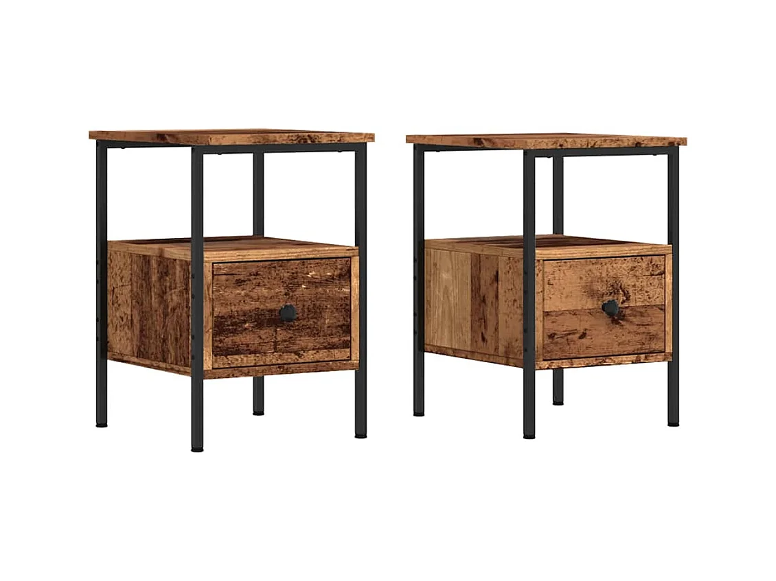 Mesitas de noche 2 piezas madera vieja 34x36x50 cm madera de ingeniería