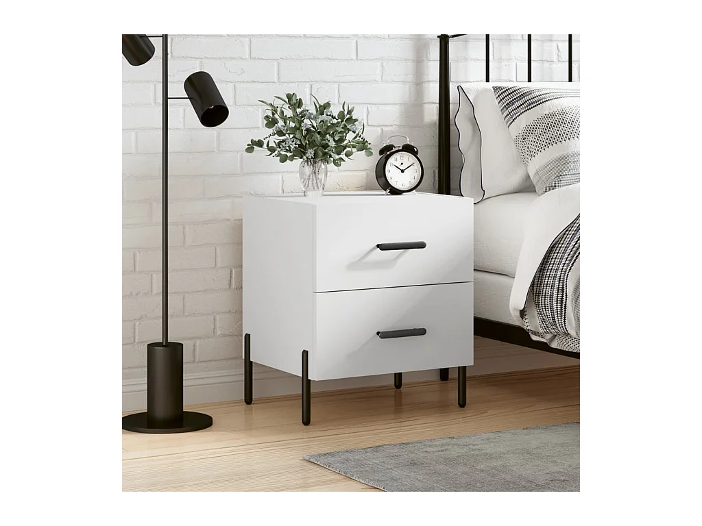 Comodino bianco 40x35x47,5 cm in legno ingegnerizzato