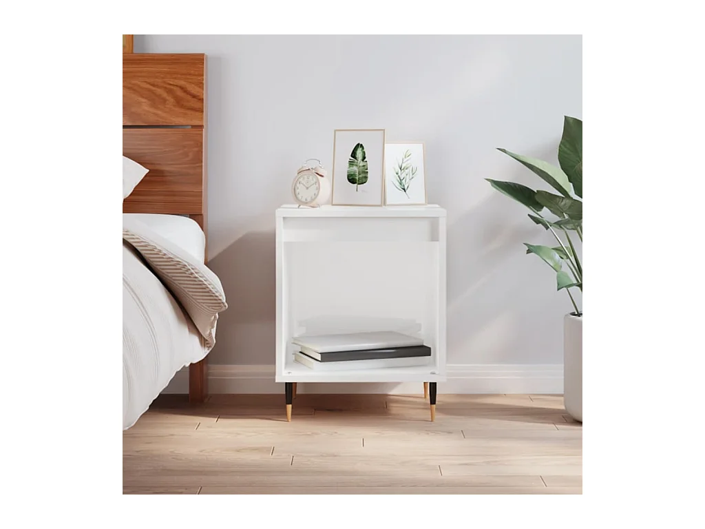 Comodino Bianco lucido 40x35x50 cm Legno composito