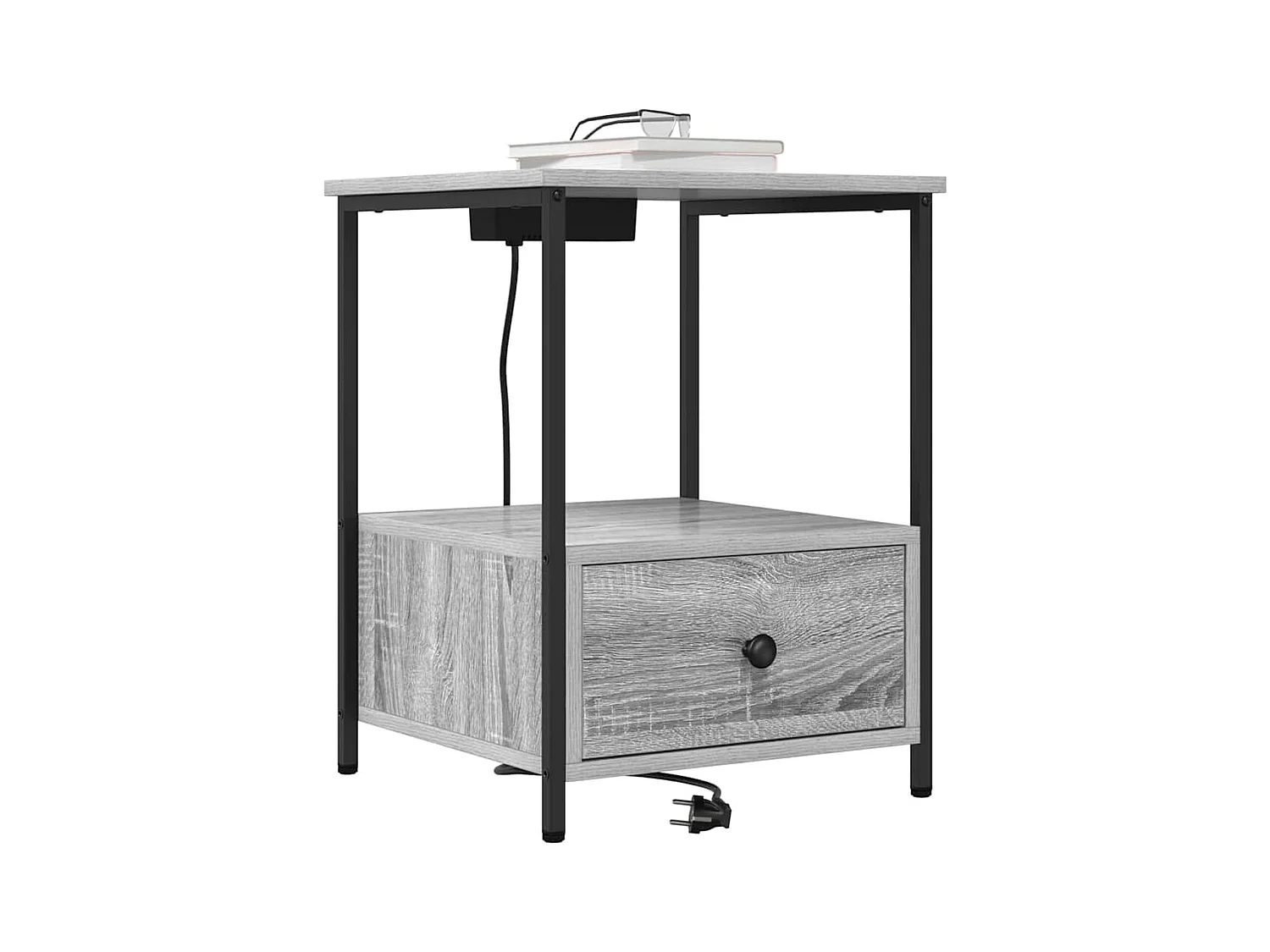 Table de nuit avec station de chargement 2 pcs Sonoma gris