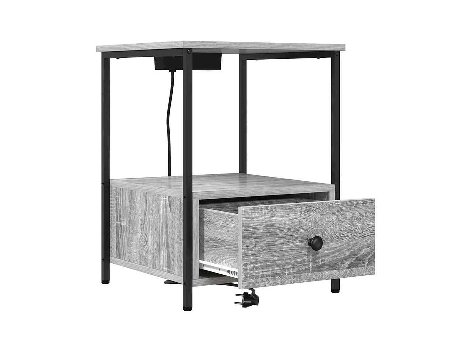 Table de nuit avec station de chargement 2 pcs Sonoma gris