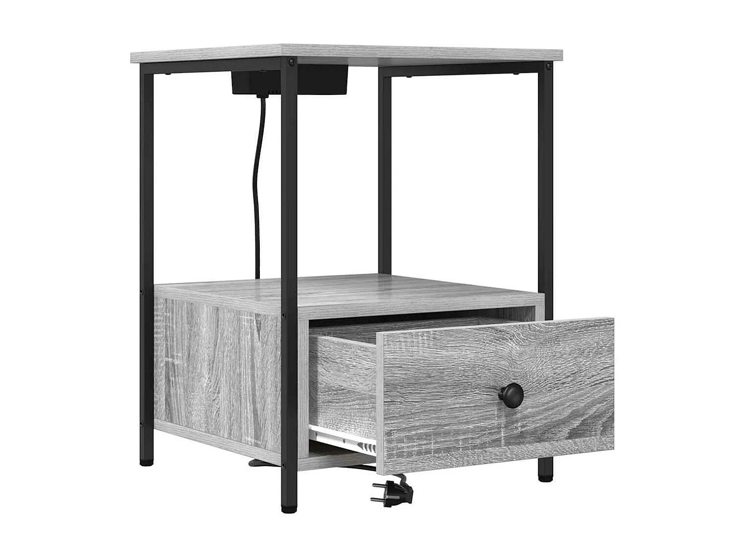 Table de nuit avec station de chargement 2 pcs Sonoma gris