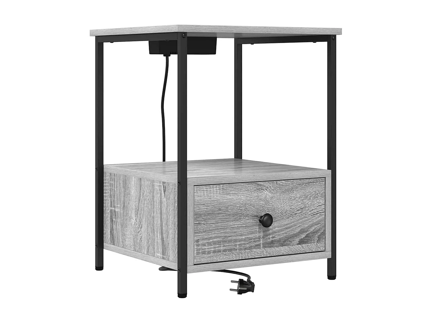 Table de nuit avec station de chargement 2 pcs Sonoma gris