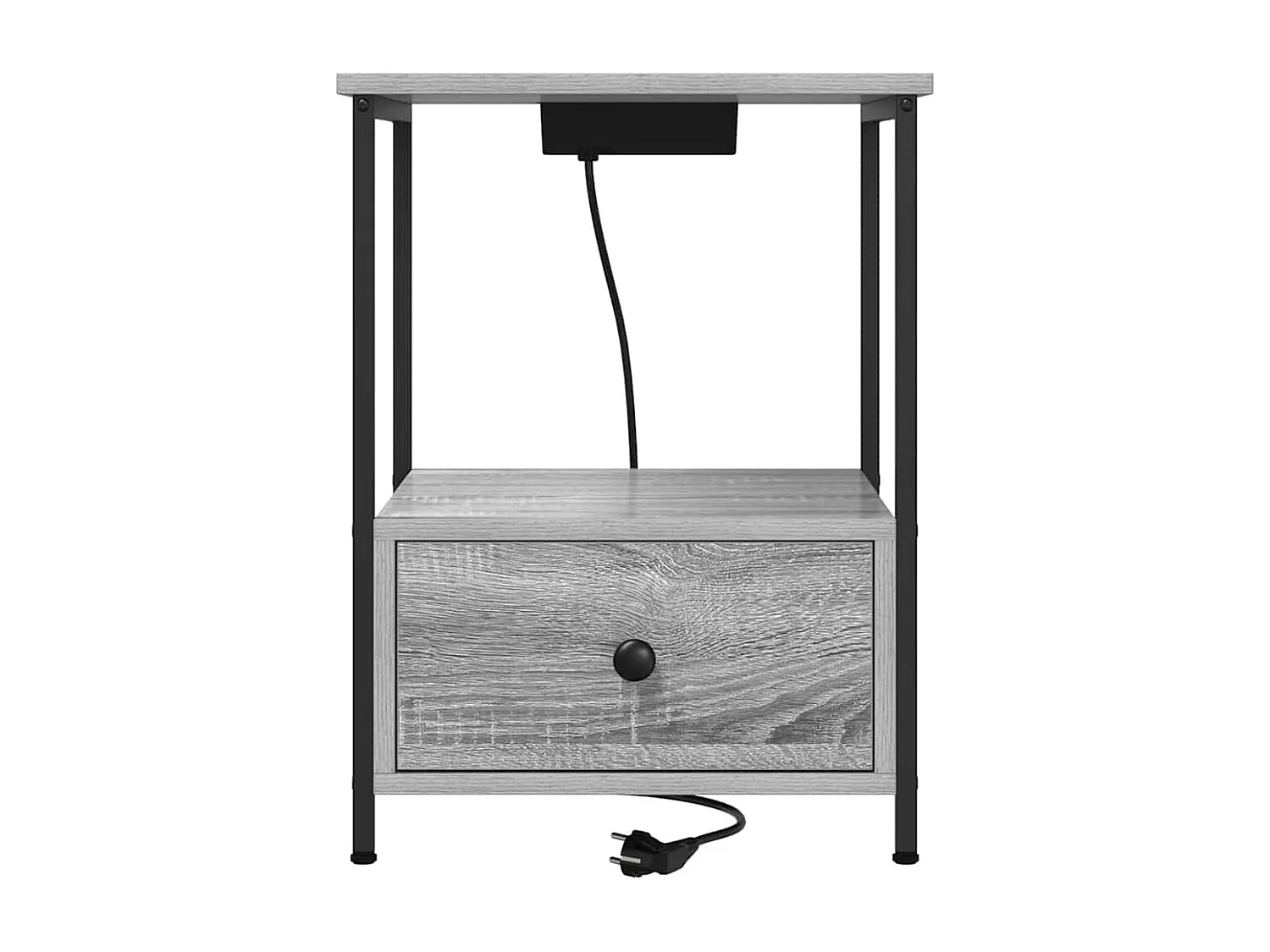 Table de nuit avec station de chargement 2 pcs Sonoma gris