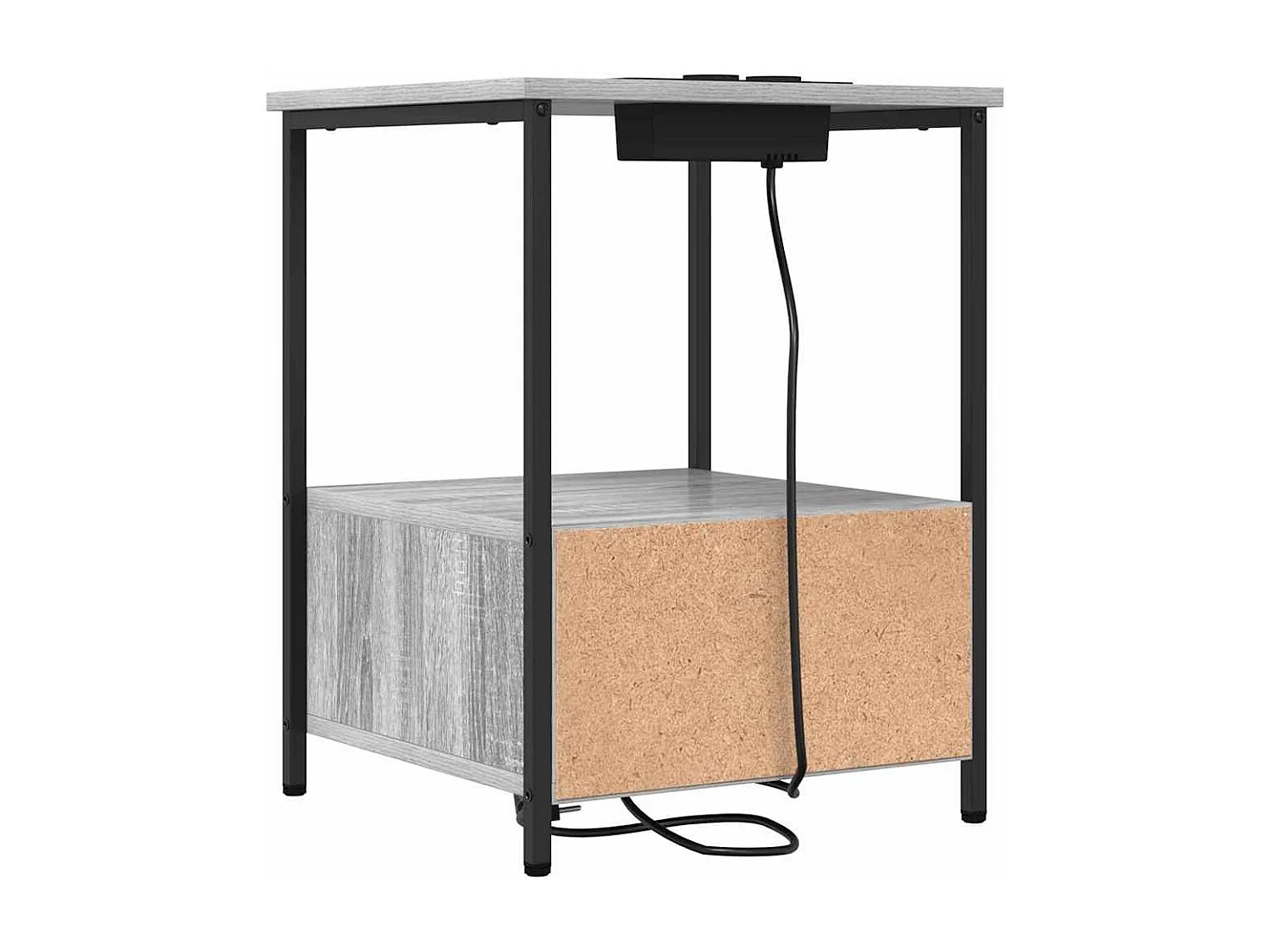 Table de nuit avec station de chargement 2 pcs Sonoma gris