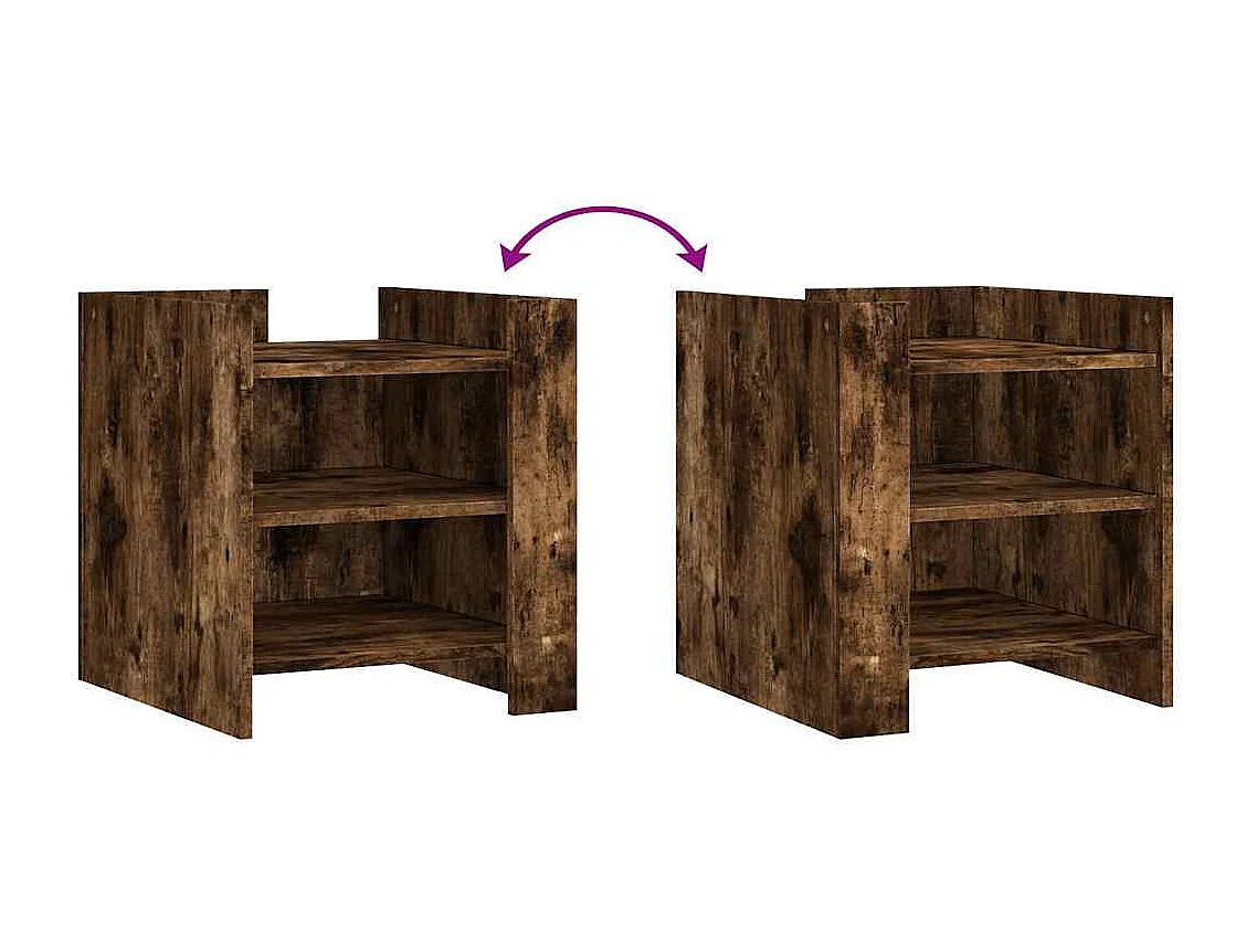 Table de chevet chêne fumé 45x50x50 cm bois d'ingénierie