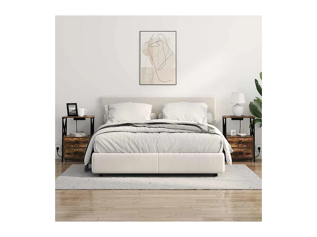 Table de nuit avec station de chargement avec tiroir Chêne fumé